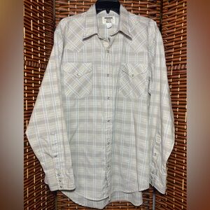 Vintage Ruddock Bros Western Pearl Snap Shirt Tan Plaid Cowboy XL